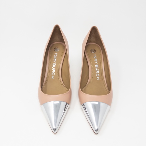 Tory Burch Penelope Cap Toe Pumps Two Tone Pink Silver Heels Womens 8.5 NEW - Picture 3 of 8